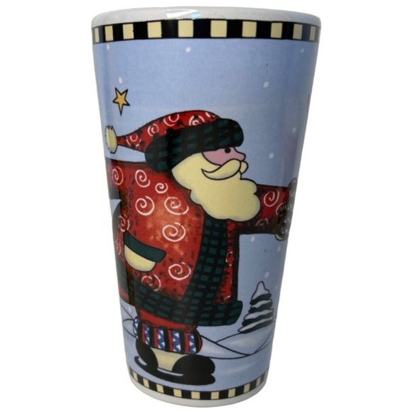 Santa Claus Ice Skating Under the Moon and Stars Tall Mug Coffee Tea VERY GOOD - Picture 2 of 5